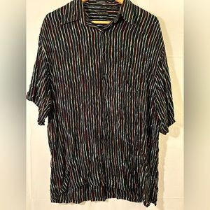 Riscatto Rainbow Striped Rayon Button Down Shirt Size Large